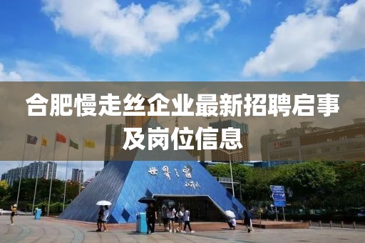 合肥慢走絲企業(yè)最新招聘啟事及崗位信息