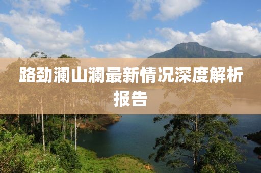 路勁瀾山瀾最新情況深度解析報(bào)告