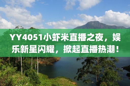 YY4051小蝦米直播之夜，娛樂新星閃耀，掀起直播熱潮！