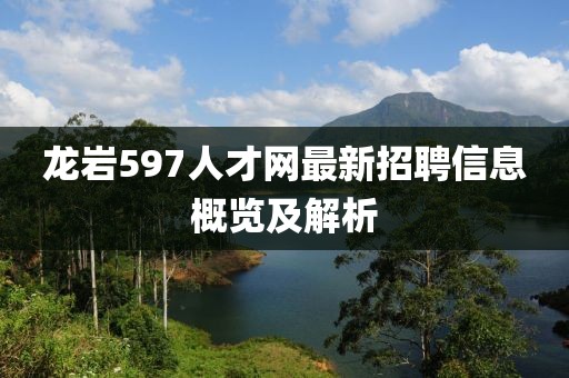 龍巖597人才網(wǎng)最新招聘信息概覽及解析