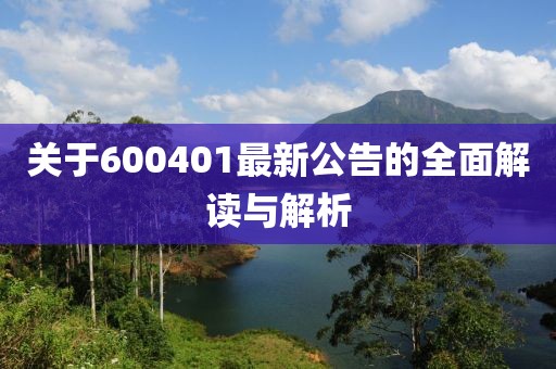 關(guān)于600401最新公告的全面解讀與解析