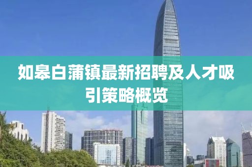 如皋白蒲鎮(zhèn)最新招聘及人才吸引策略概覽