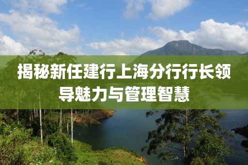 揭秘新任建行上海分行行長領(lǐng)導(dǎo)魅力與管理智慧