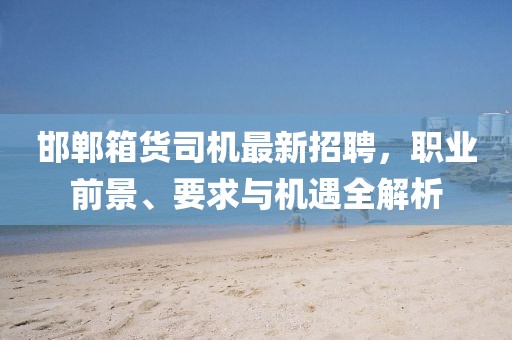 邯鄲箱貨司機(jī)最新招聘，職業(yè)前景、要求與機(jī)遇全解析
