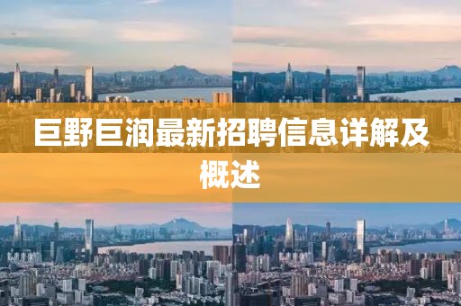 巨野巨潤最新招聘信息詳解及概述