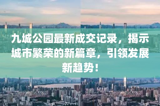九城公園最新成交記錄，揭示城市繁榮的新篇章，引領發(fā)展新趨勢！